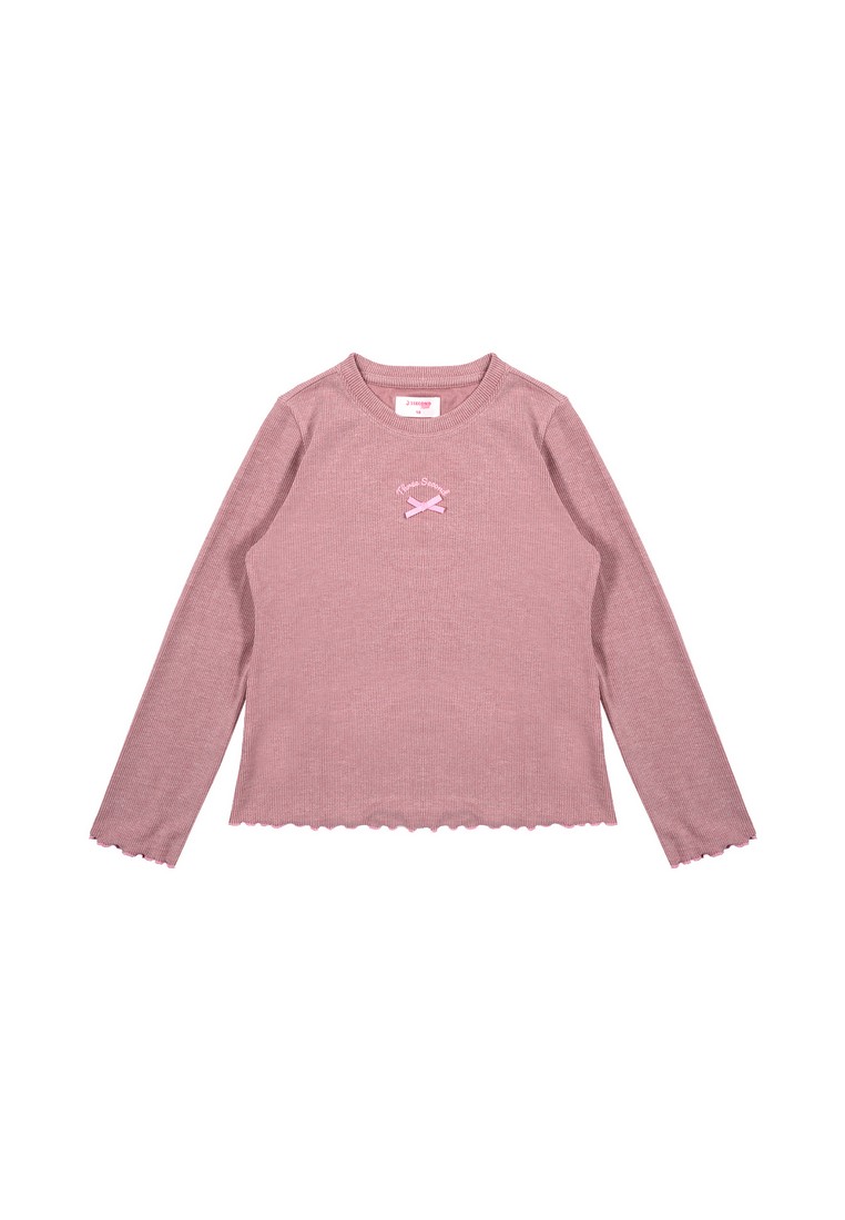 3Second Kids Girl's T-Shirt Long Sleeve Body Fit Lettuce Hem Snowdrop HP-020126