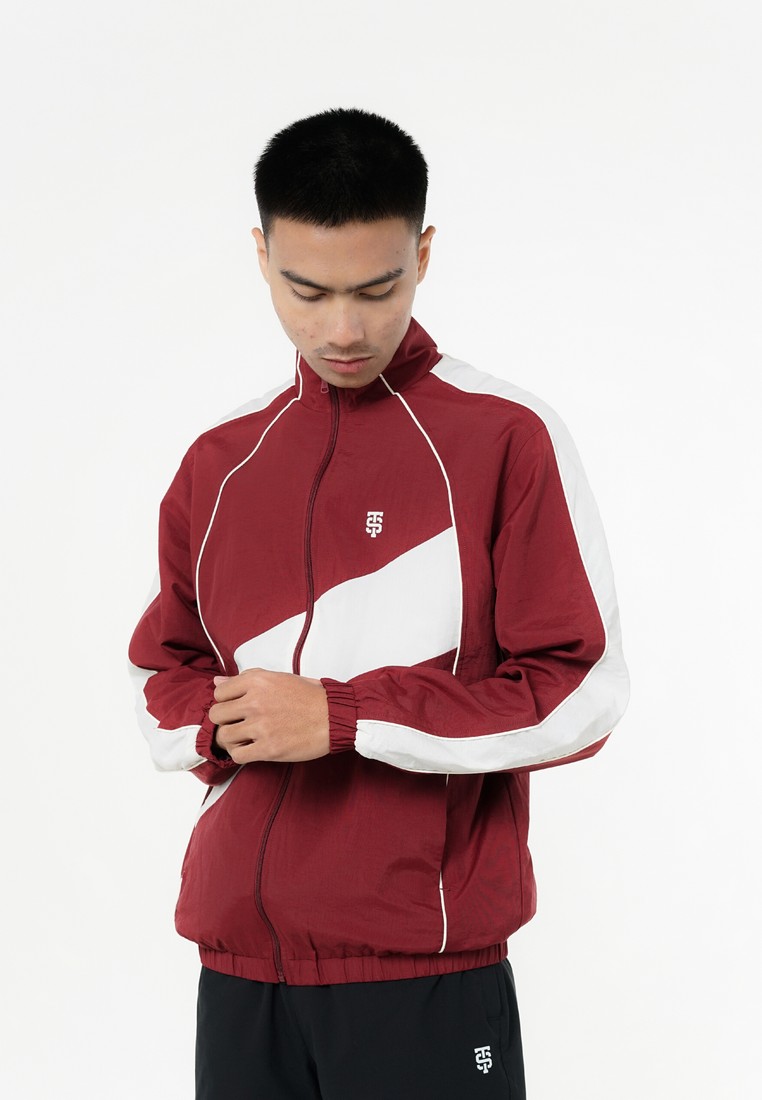 3Second Men's Windbreaker Jacket Regular Fit Crinkle Sporty Merlot OL-C110426