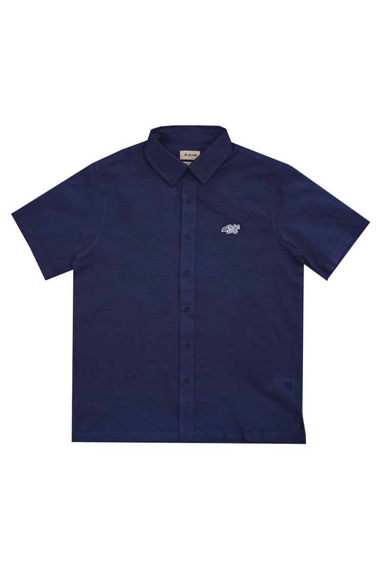 3Second Men's Shirt Basic Short Sleeve Regular Fit Seersucker Spencer 2 C031124