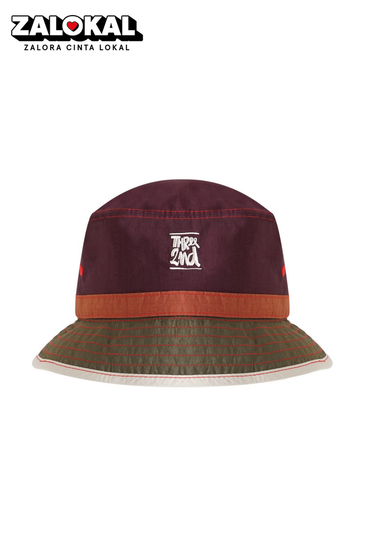 3SECOND Three2nd Bucket Hat Logo Army Maroon C010124