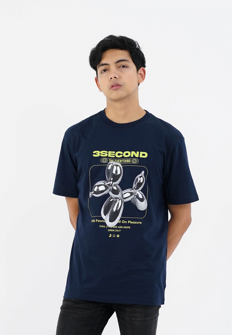 3Second Men's T-Shirt Short Sleeve Regular Fit Cotton Y2K OL-C600425