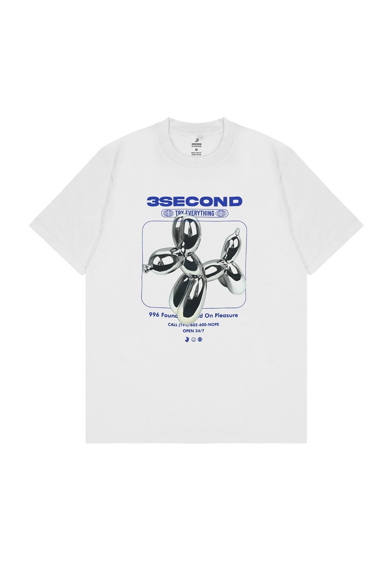 3Second Men's T-Shirt Short Sleeve Regular Fit Cotton Y2K OL-C590425