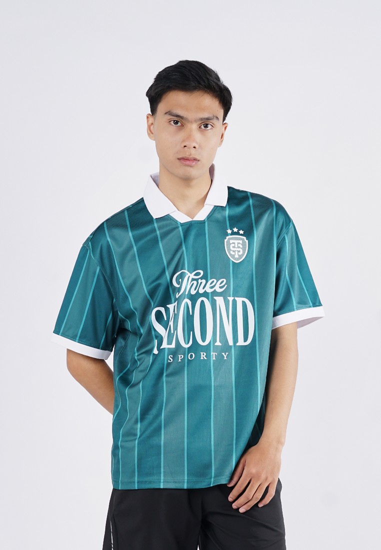 3Second Men's Collar Jersey T-Shirt Short Sleeve Relaxed Fit Polyester Zidane OL-310725