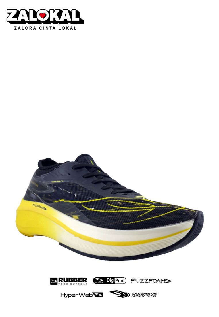 910nineten HAZE VELOCE sepatu lari - Hitam/Putih/Kuning