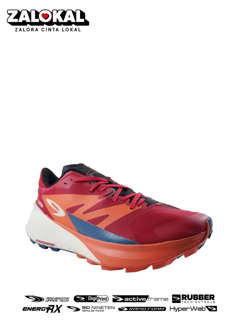 910 Nineten YUZA SPEEDGOTH Sepatu Trail Running - MERAH/CREAM/TEAL