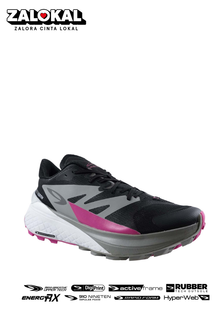910 Nineten YUZA SPEEDGOTH Sepatu Trail Running - HITAM/BIRU MUDA/MERAH STABILO