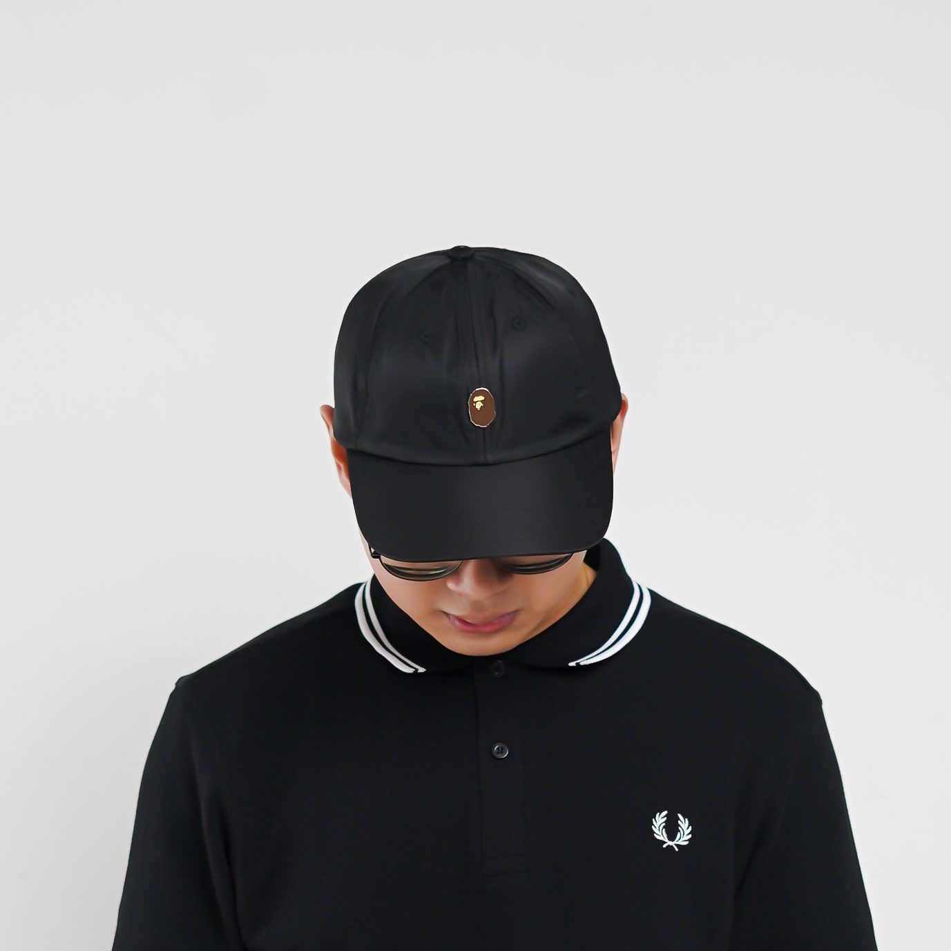 A Bathing Ape Topi BAPE HEAD POINT BROWN BLACK CAP 100% ORIGINAL - OS ADJUST