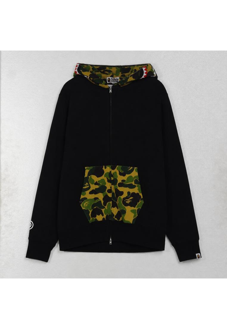 A Bathing Ape Jaket BAPE SHARK CAMO GREEN BLACK FULL ZIP HOODIE 100% ORIGINAL