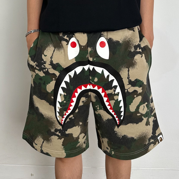 A Bathing Ape Celana BAPE SHARK TIE DYE CAMO SPRAY DESSERT BEIGE SHORT PANTS 100% ORIGINAL