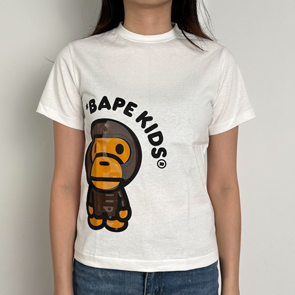 A Bathing Ape Kaos BAPE X BABY MILO SKULL SIDE WHITE TSHIRT KIDS 100% ORIGINAL