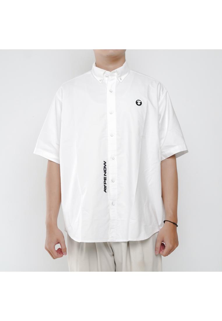 AAPE BY BATHING APE Kemeja AAPE NOW HEAD PATCH BLACK WHITE SHIRT 100% ORIGINAL