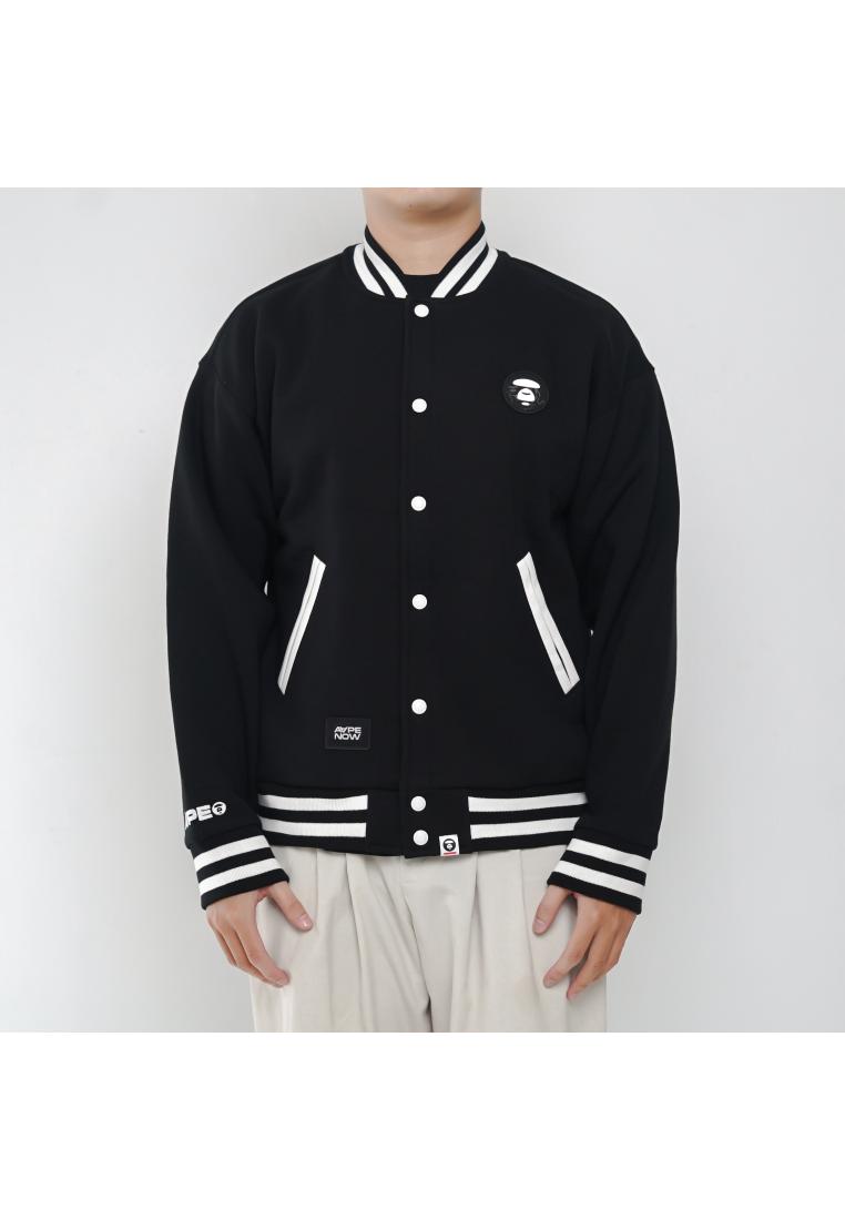 AAPE BY BATHING APE Jaket AAPE NOW BACK STRIPE WHITE BLACK VARSITY JACKET  100% ORIGINAL
