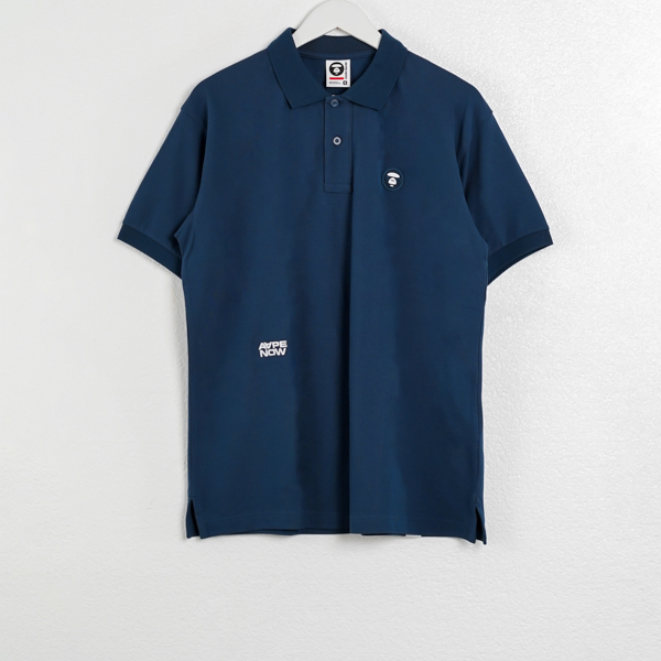 AAPE BY BATHING APE Polo AAPE NOW PATCH POCKET EMBROIDERY NAVY POLO 100% ORIGINAL