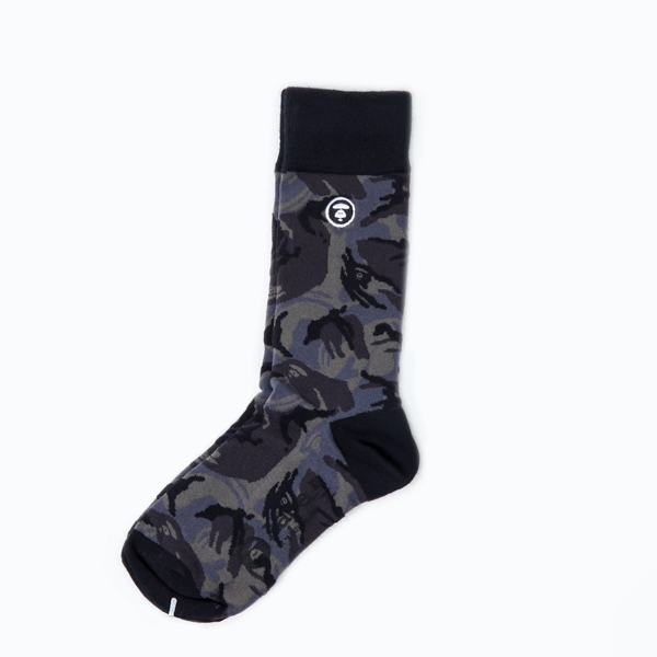 AAPE BY BATHING APE Kaos Kaki AAPE NOW CAMO GREY BLACK LONG SOCK 100% ORIGINAL