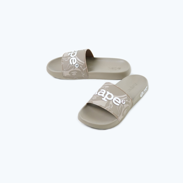 AAPE BY BATHING APE Sandal AAPE CAMO TAUPE SLIDE 100% ORIGINAL