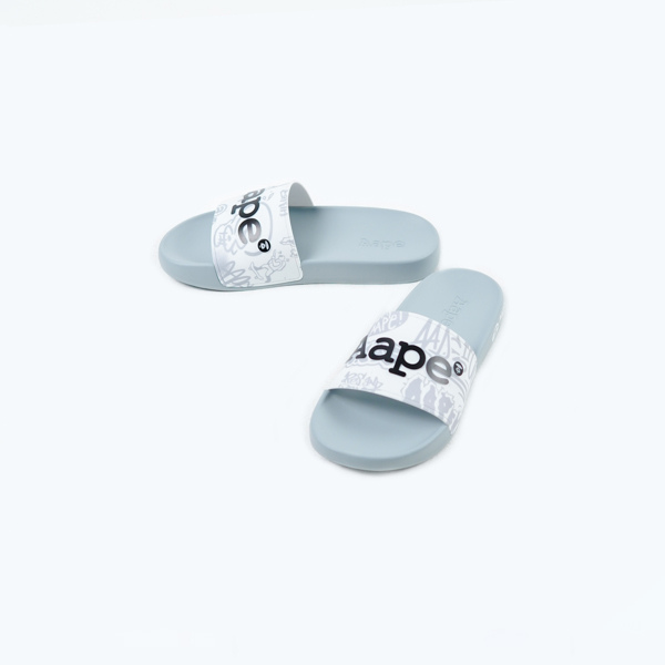AAPE BY BATHING APE Sandal AAPE GRAFFITI GREY SLIDE 100% ORIGINAL