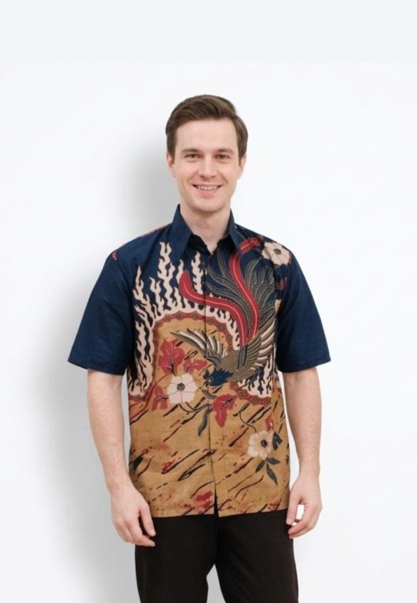 ABIROY Murai Api Black Kemeja Batik Pria Premium Slimfit Lengan Pendek NLN
