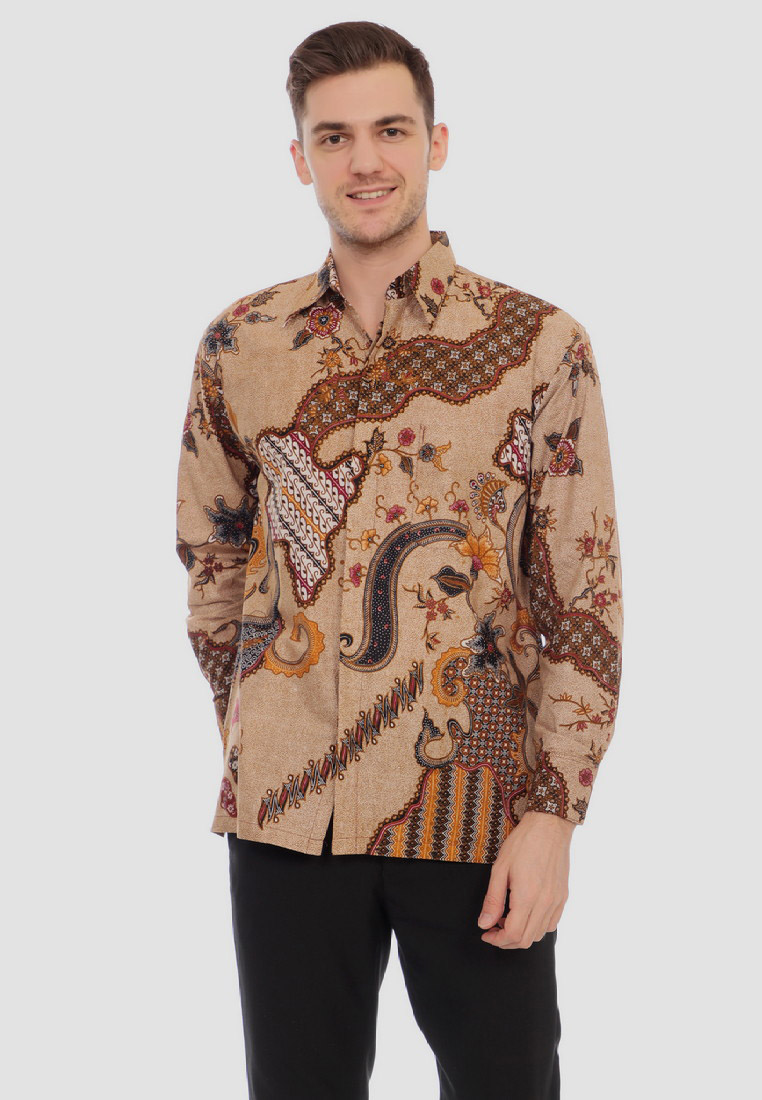 ABIROY Kemeja Batik Pria Premium Slimfit Elegant Modern Lengan Panjang Cakra