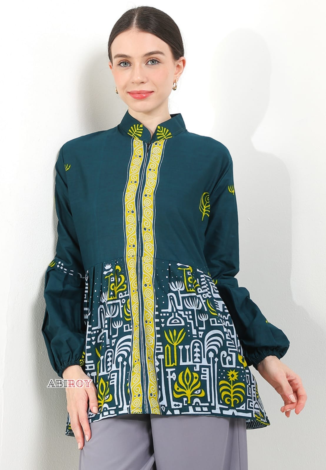 ABIROY Blouse Batik Aksara Jotol Premium Slimfit Elegant NLN