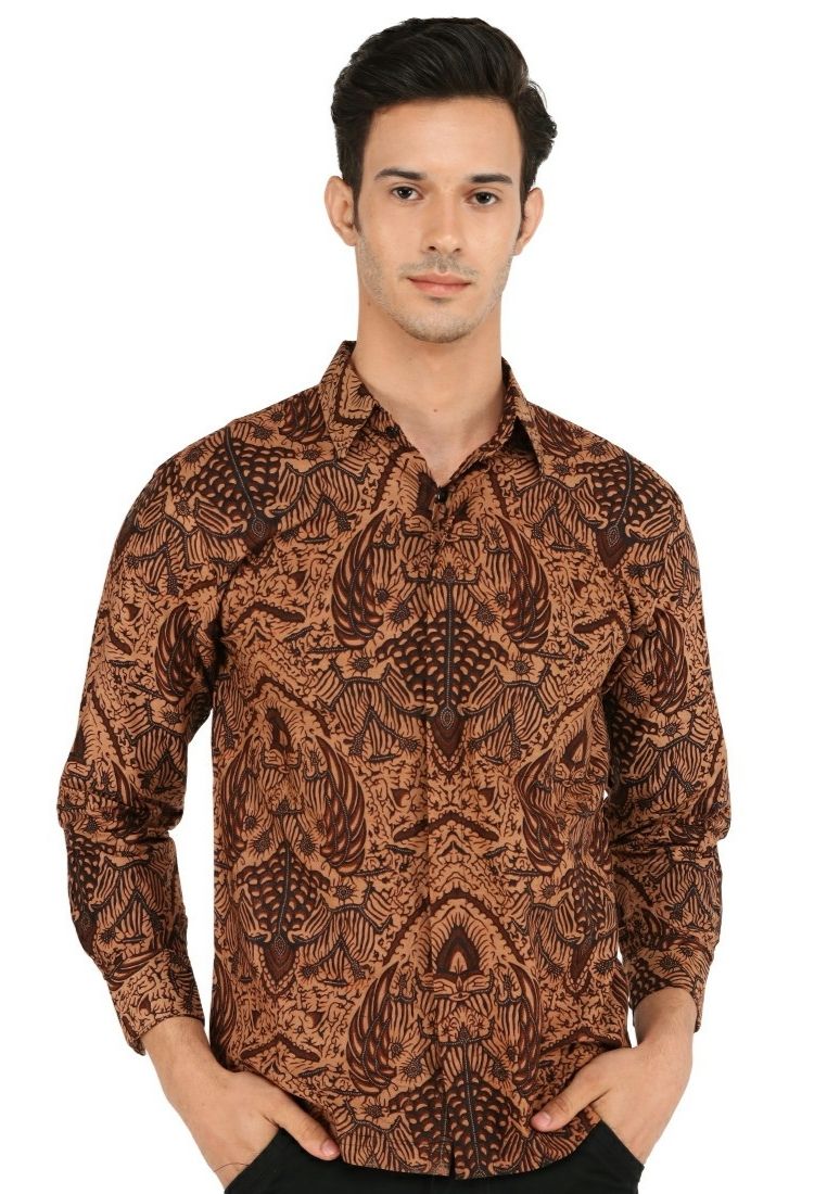 ABIROY Kemeja Batik Pria Premium Slimfit Elegant Modern Lengan Panjang Bambang Kaca
