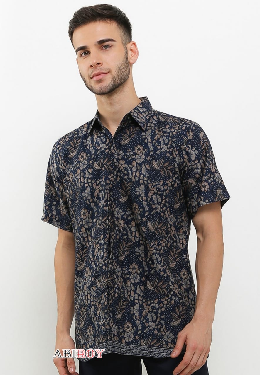 ABIROY Kemeja Batik Pria Premium Slimfit Elegant Modern Lengan Pendek Setya