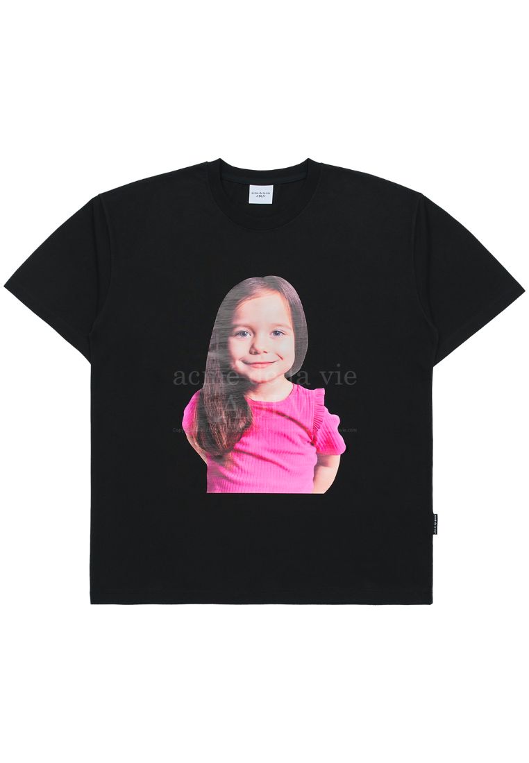 Acme De La Vie Baby Face Pink Short T-Shirt Girl Short Sleeve T-Shirt Black