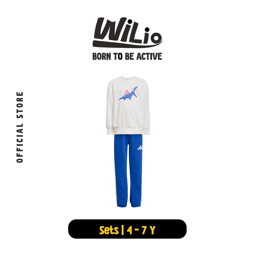 ADIDAS Seasonal Essentials Adiraptor Fleece Jogger Set Little Kids JV5848 - Set Jogger Anak (Putih)