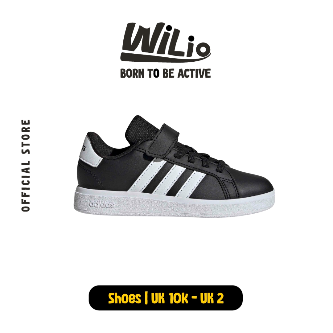 ADIDAS Grand Court 2.0 Shoes El C IE5995 - Sepatu Anak (Hitam)