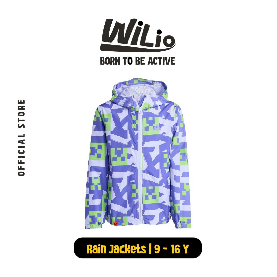 ADIDAS Minecraft Terrex 2 Layer Climaproof Rain Jacket KA0082 - Jas Hujan Anak (Ungu)
