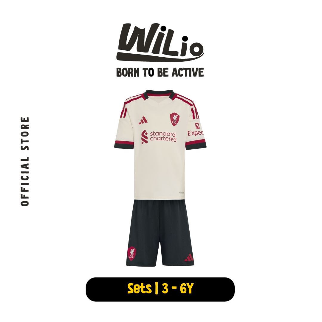 ADIDAS Liverpool FC 25/26 Away Mini Kit Kids JV6455 - Set Jersey Anak (Putih)