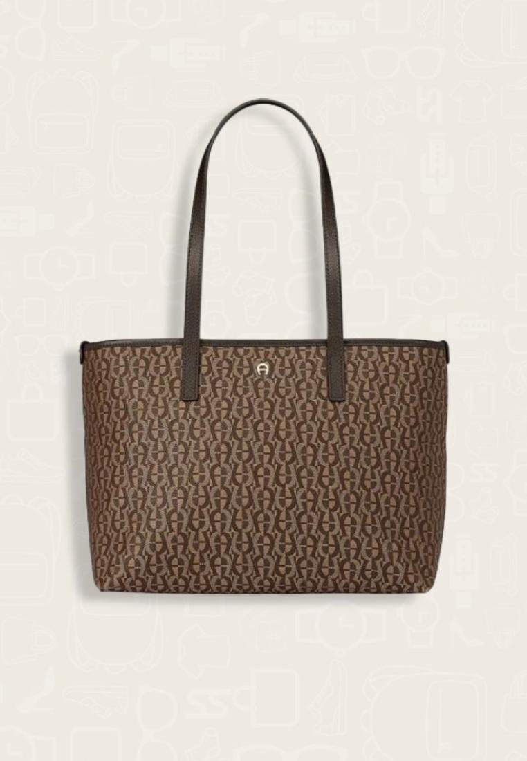 Aigner Ilona Signature Medium Shopper Tote Bag Fango