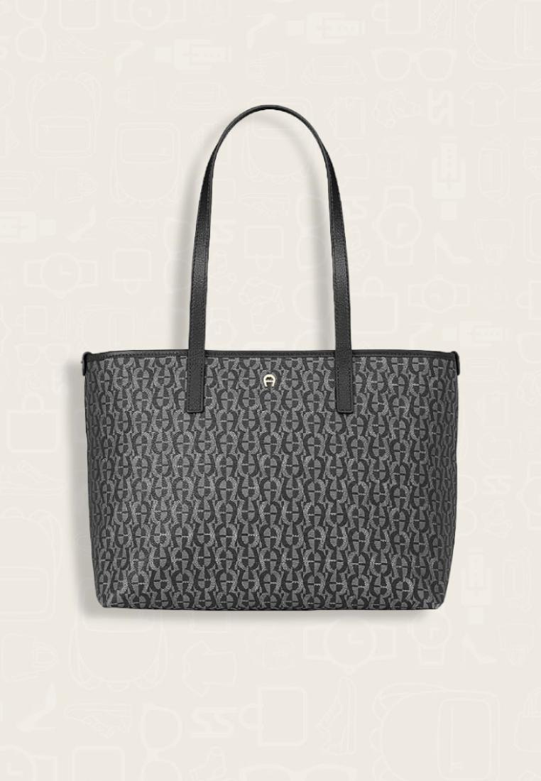 Aigner Ilona Signature Medium Shopper Tote Bag Black