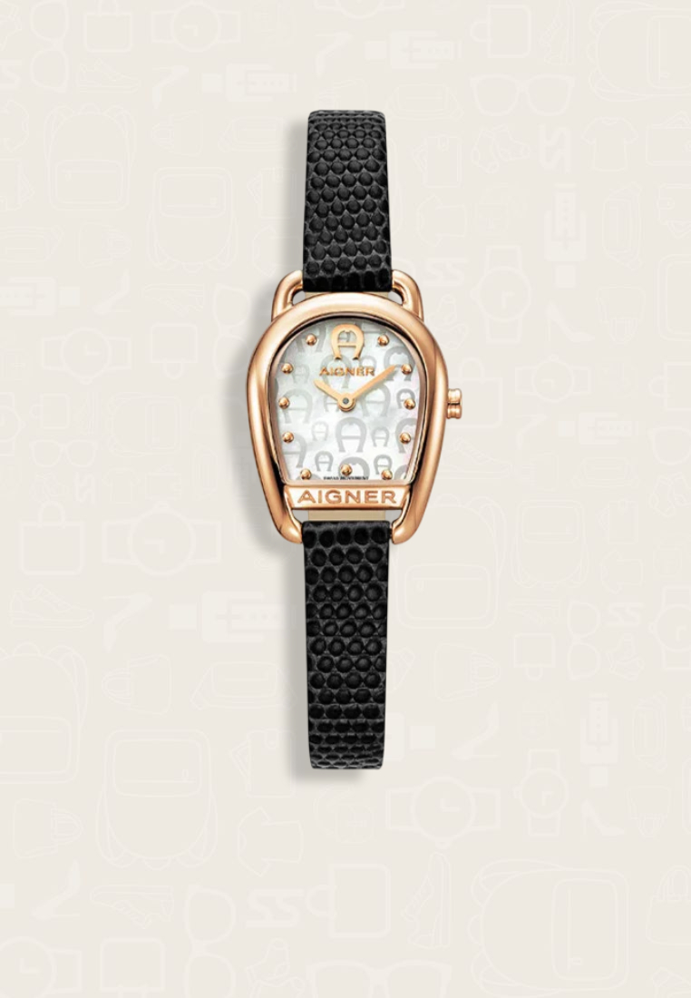 Aigner Jam Tangan Wanita Aigner Hermada Black Leather Strap