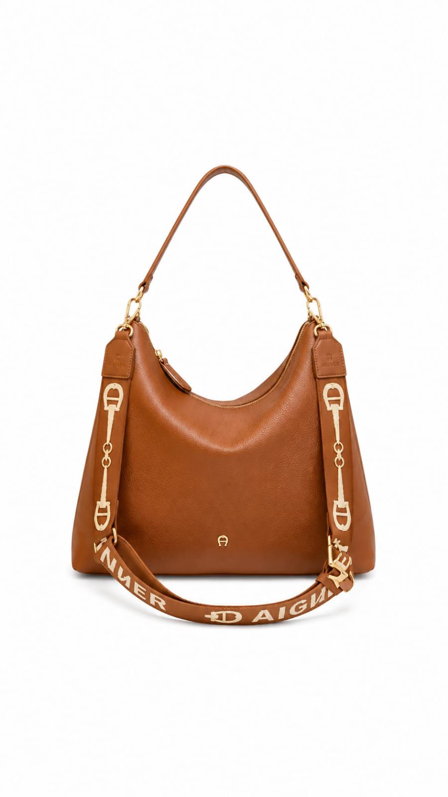 Aigner Martha Hobo Bag Cognac Leather