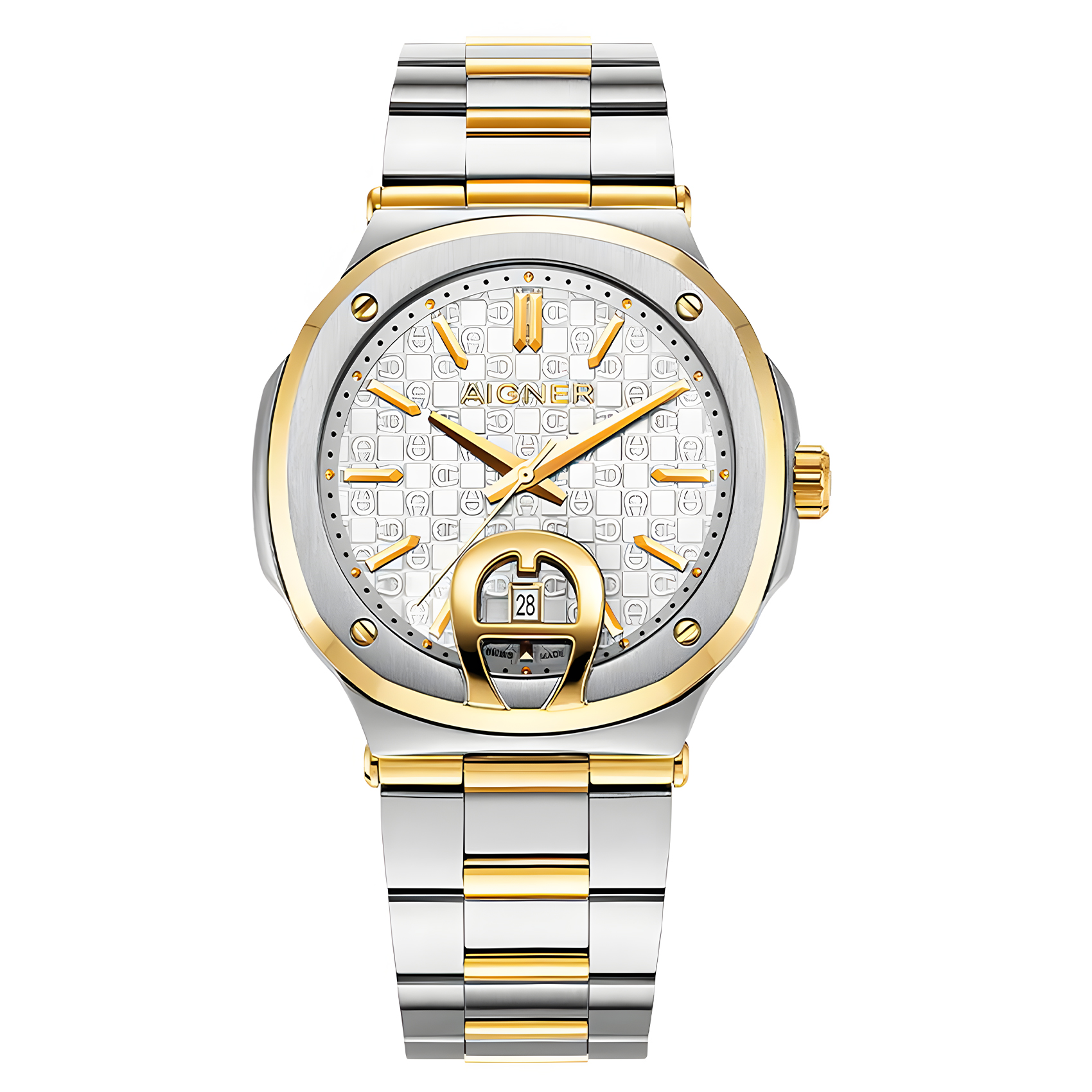 AIGNER Taviano 2 - Jam Tangan Pria - Silver Dial Dual Tone Stainless Steel - AGW.241008
