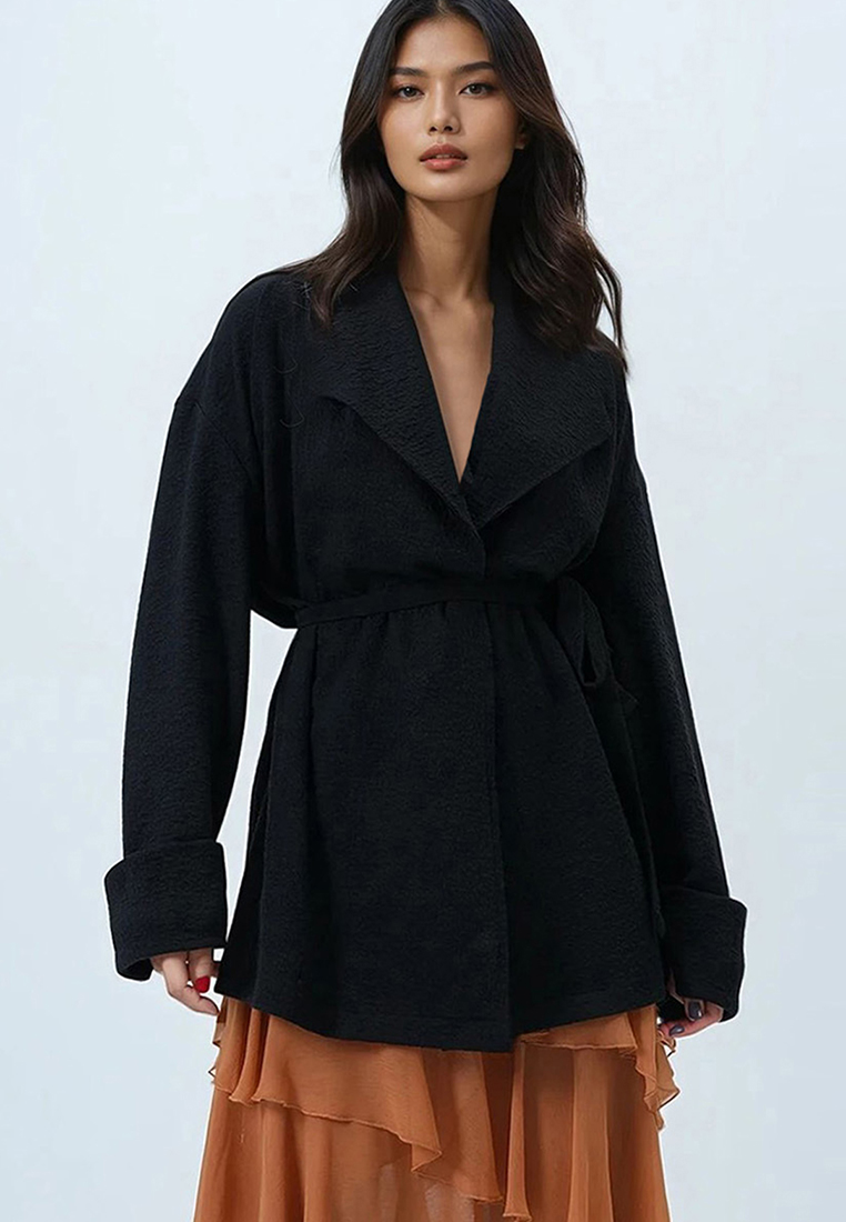 Alacati Shawl Collar Textured Jacket