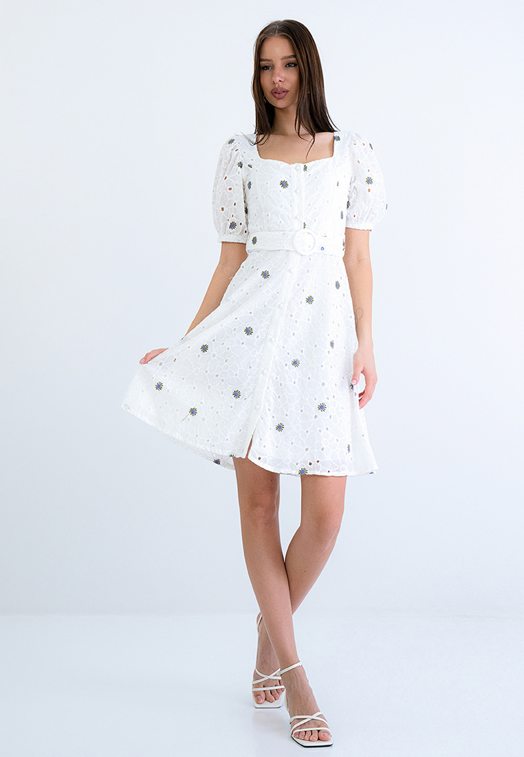 Alacati Embroidered Scallop Dress