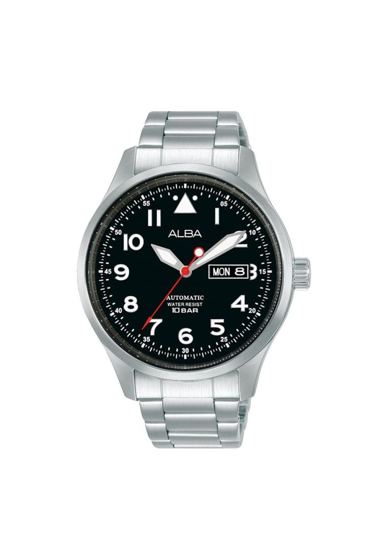Alba Mechanical Jam Tangan Pria AL4205 / AL4205X1 Automatic Black Dial Stainless Steel Strap Watch