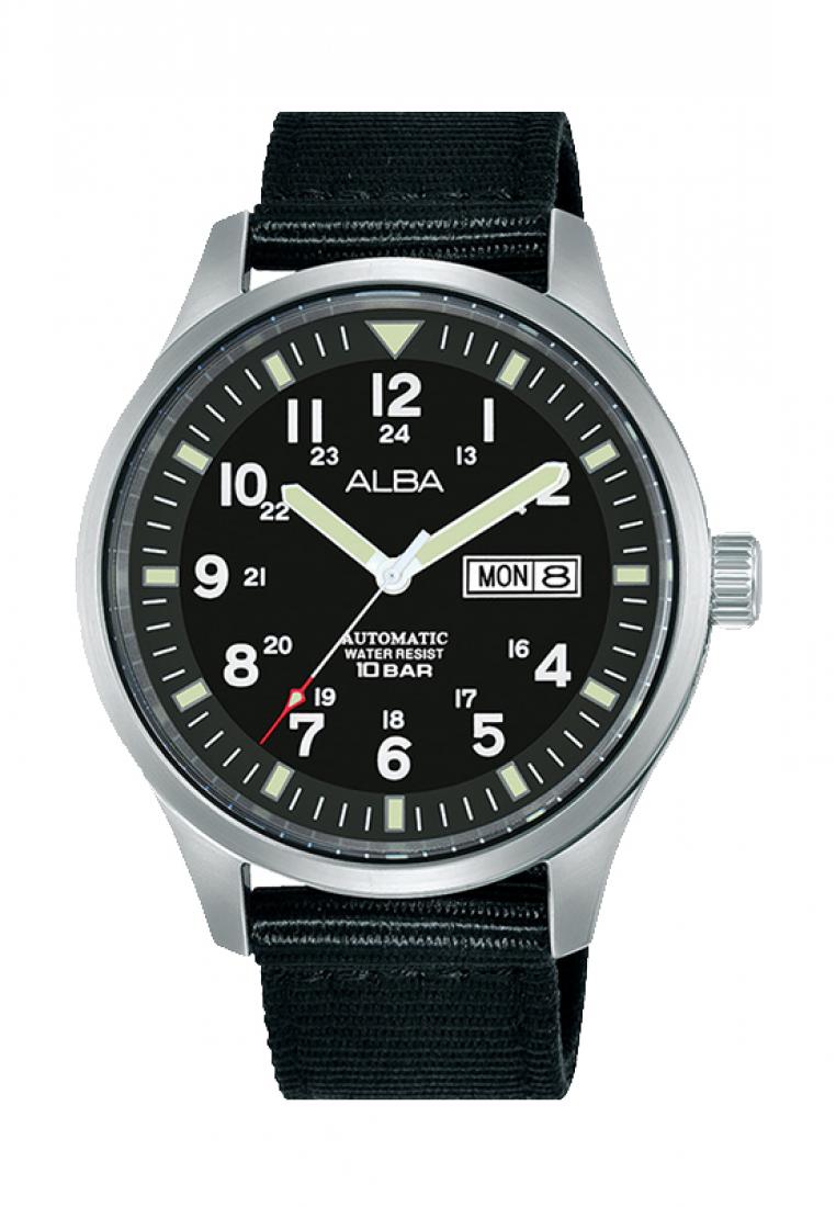 Alba Jam Tangan Pria Alba Original Garansi Resmi AL4223 AL4223X1 Strap Black Nylon Black Dial Automa