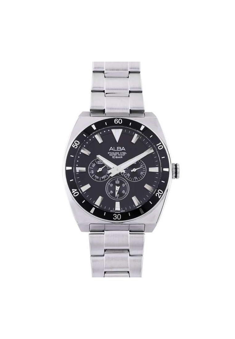 Alba Active Jam Tangan Pria AP6561 / AP6561X1 Quartz Black Dial Stainless Steel Strap Watch