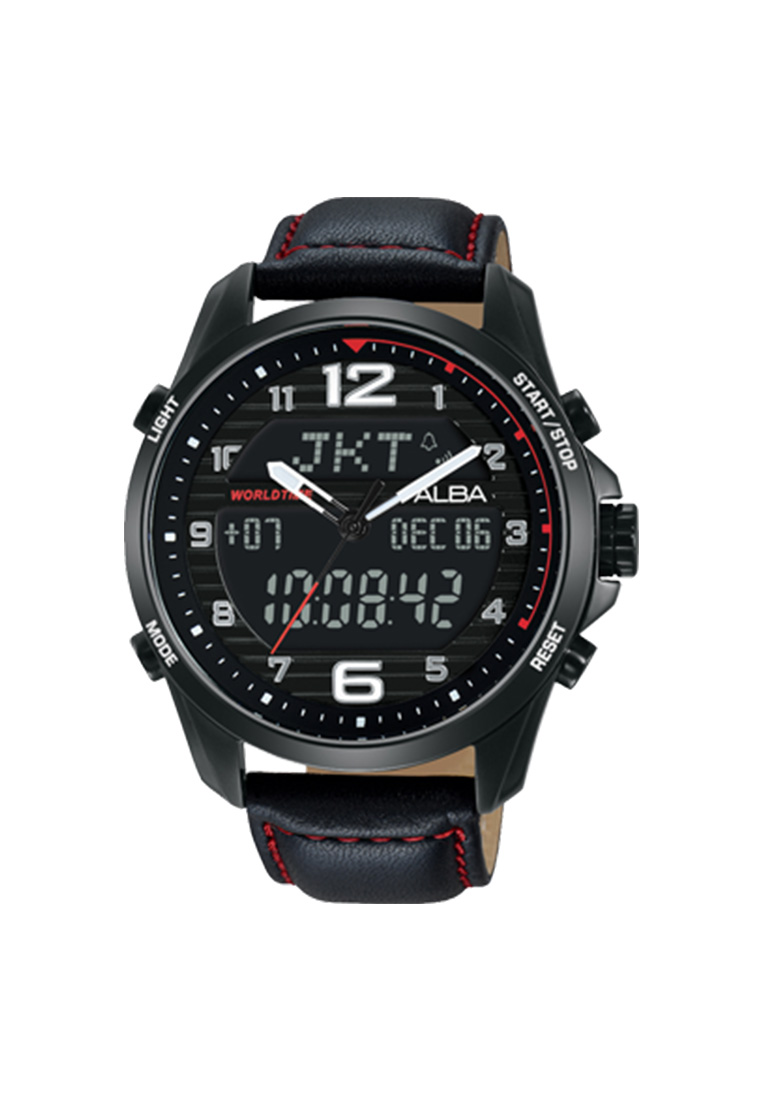 Alba Jam Tangan Pria Alba Original Garansi Resmi AZ4009 AZ4009X1 Strap Black Leather Black Patterned