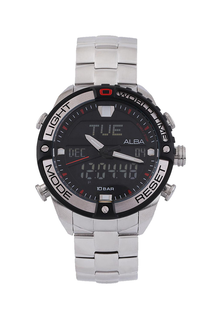 Alba Jam Tangan Pria Alba Original Garansi Resmi AZ4039 AZ4039X1 Strap Stainless Steel Silver Digita