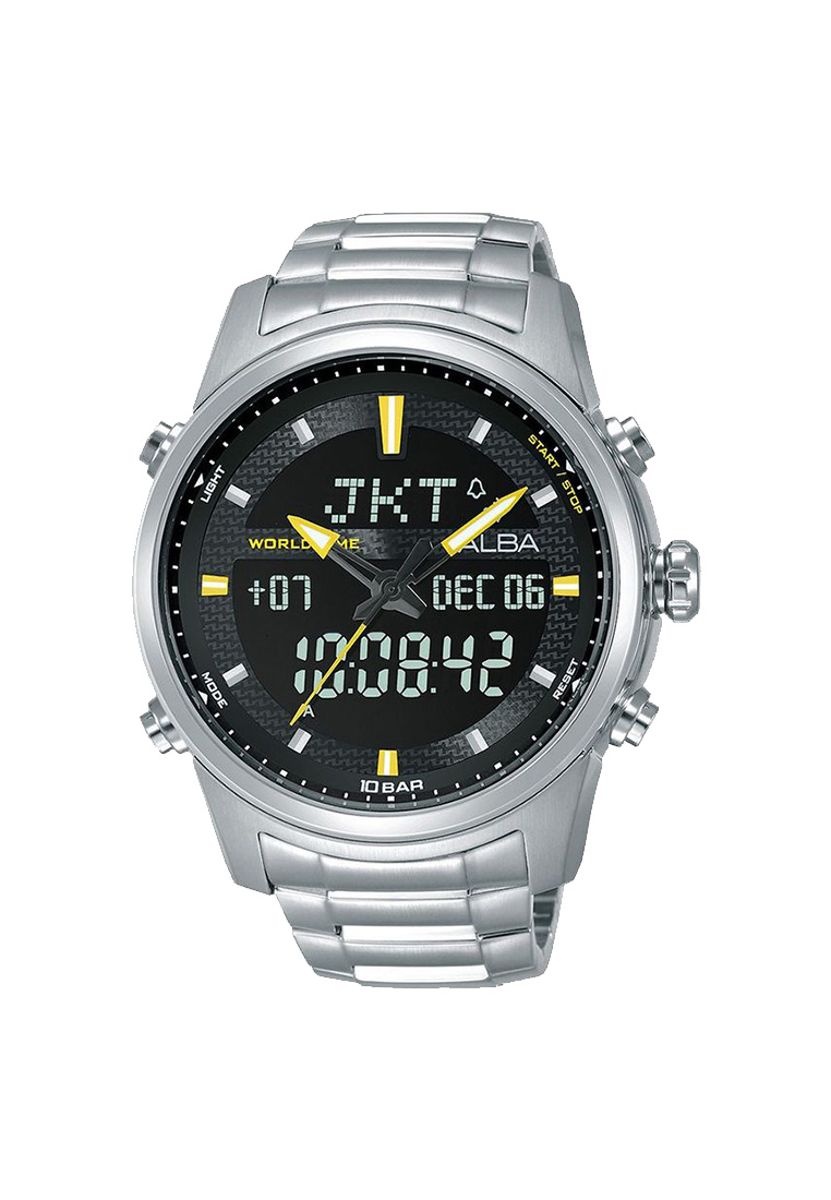 Alba Jam Tangan Pria Alba Original Garansi Resmi AZ4049 AZ4049X1 Strap Stainless Steel Silver Digita