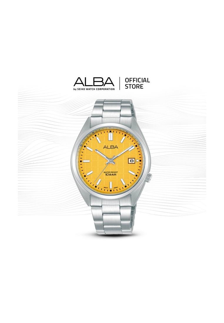 Alba Gelato Jam Tangan Wanita AG8M41 / AG8M41X1 Quartz Pink Pattern Dial Stainless Steel Strap Watch