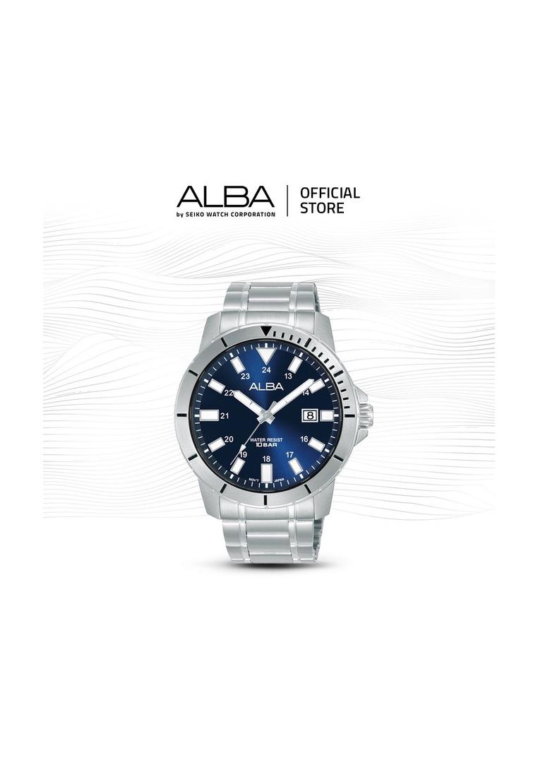 Alba Active Jam Tangan Pria AS9R97 / vX1 Quartz Blue Dial Stainless Steel Strap Watch
