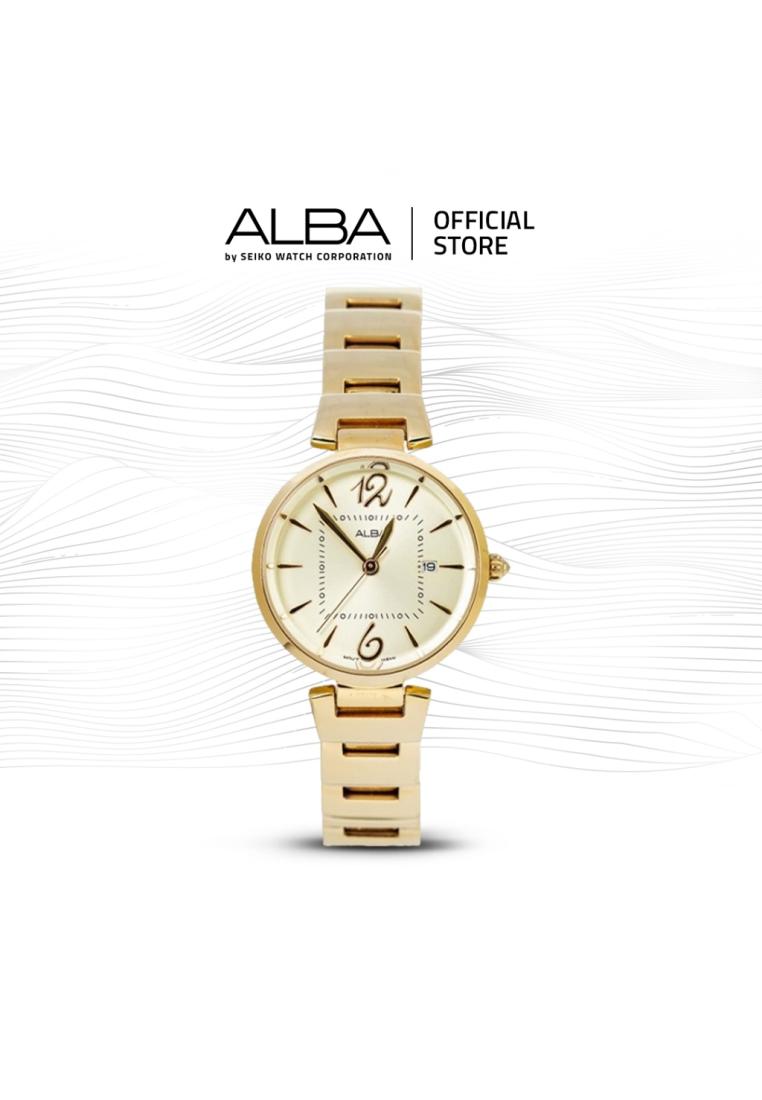 Alba Jam Tangan Wanita Fashion AH7R04 / AH7R04X1 Quartz Light Gold Dial Stainless Steel Strap Watch