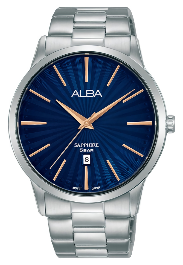 Alba Sapphire Glass - Jam Tangan Analog Pria - Silver - Stainless Steel Bracelet - AG8K81X5