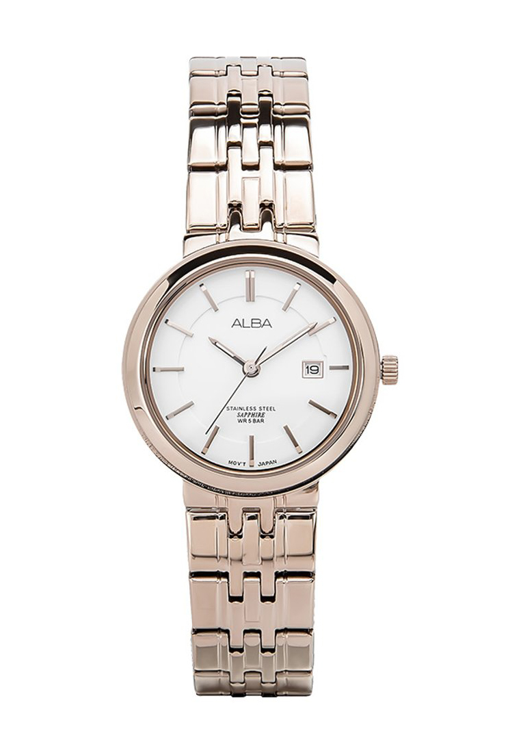 Alba Jam Tangan Wanita ALBA AH7N40 Strap Stainless Steel Rose Gold