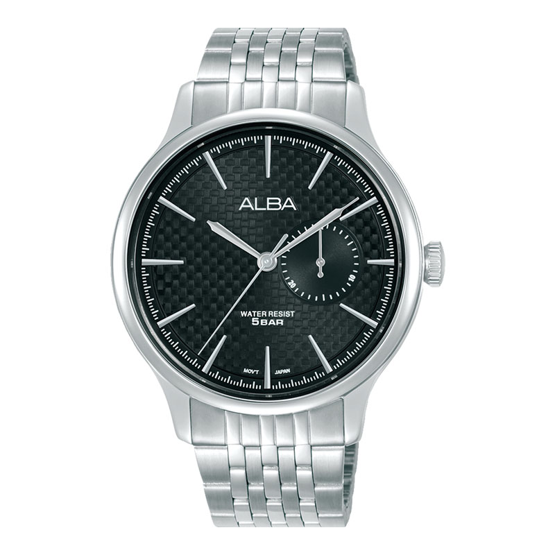 Alba Jam Tangan Pria Alba Prestige A5B005X1 Men Black Dial Stainless Steel Strap