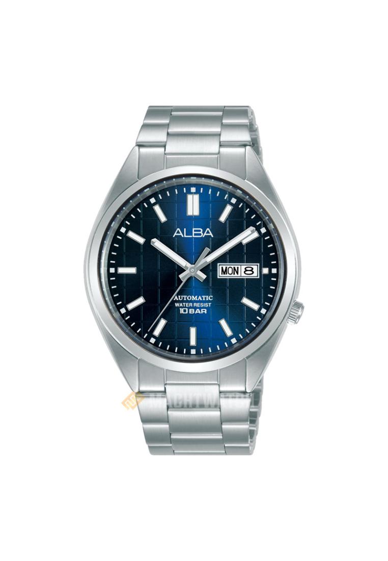 Alba Jam Tangan Pria Alba Mechanical AL4317X1 Automatic Men Blue Patterned Dial Stainless Steel Stra